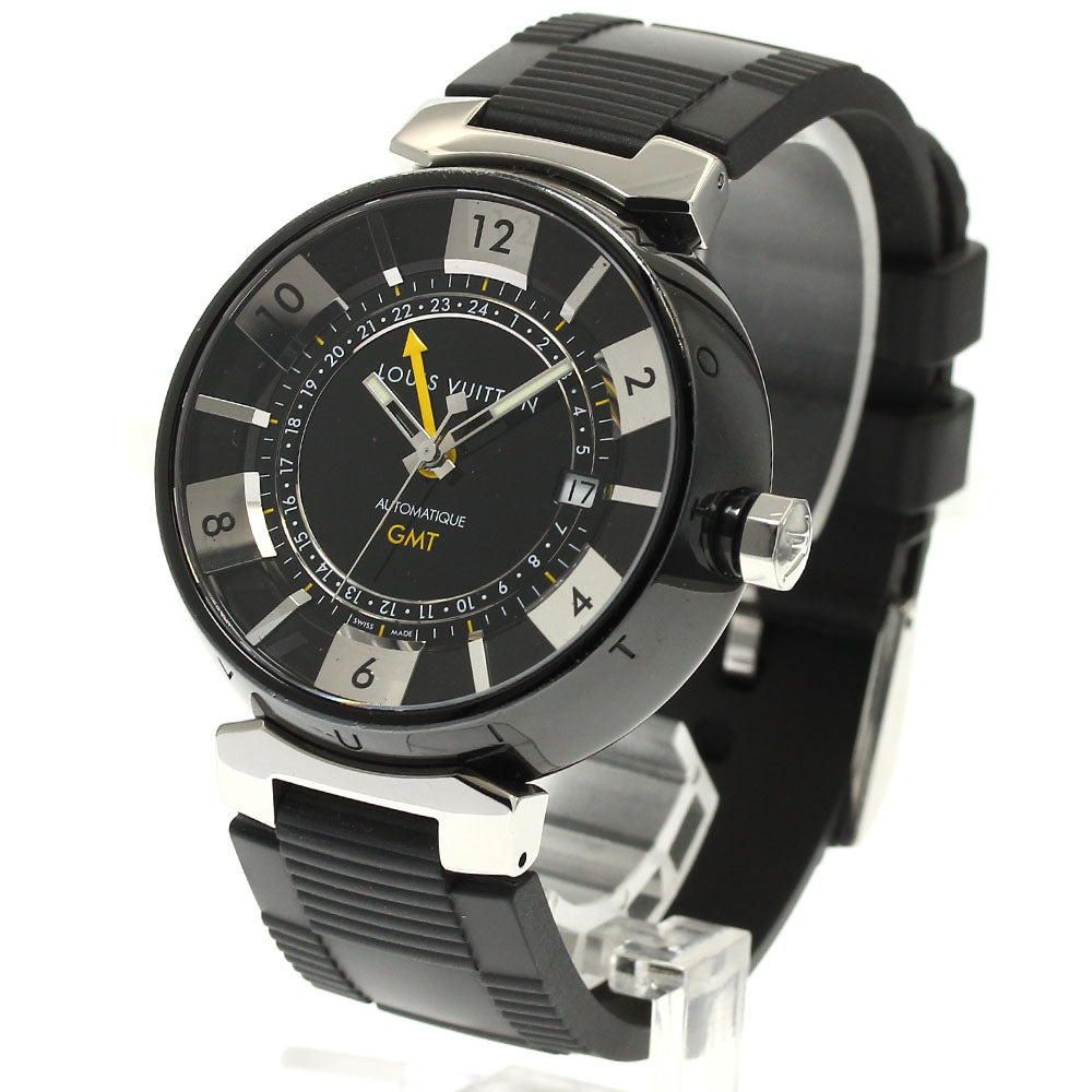 LOUIS VUITTON Tambour in Black Q113K GMT date Automatic Men's Watch_879776