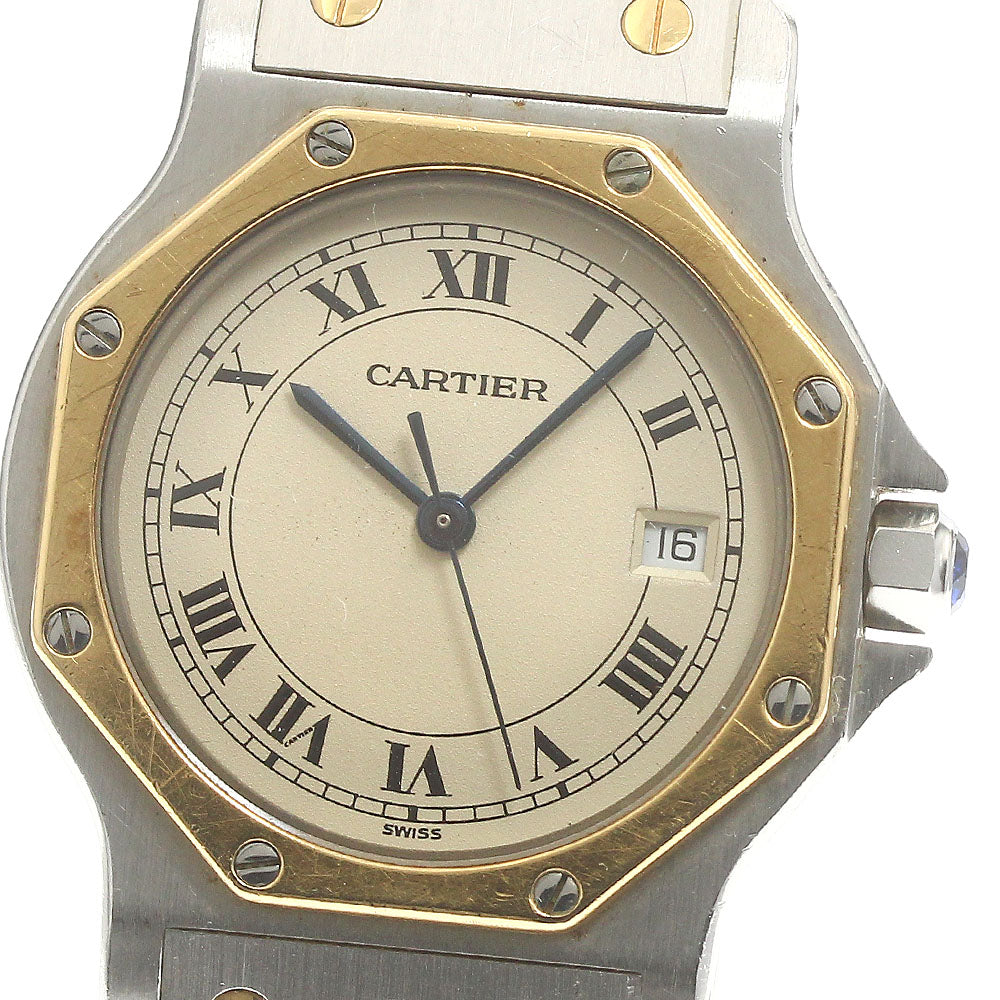 CARTIER Santos Octagon LM W2001583 YG2 tone beige Dial Quartz Men's Watch_879797