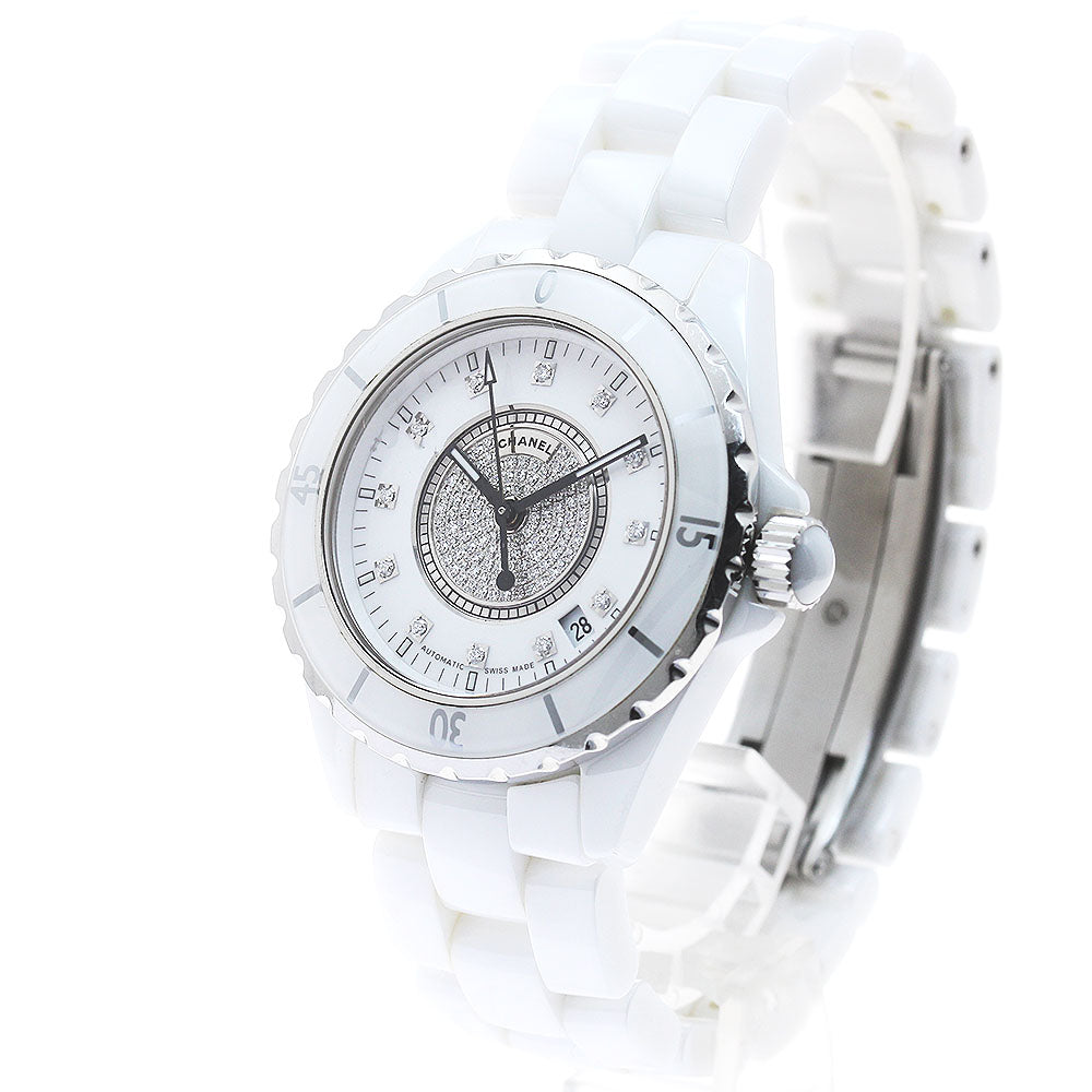 CHANEL J12 H1759 1.5"" White Ceramic Center Diamond Automatic Men's Watch_879890