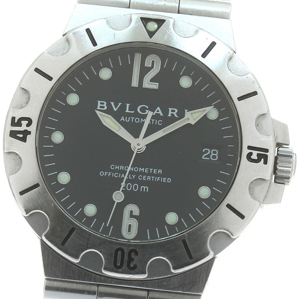 BVLGARI Diagono Scuba SD38S Date Black Dial Automatic Men's Watch_879922