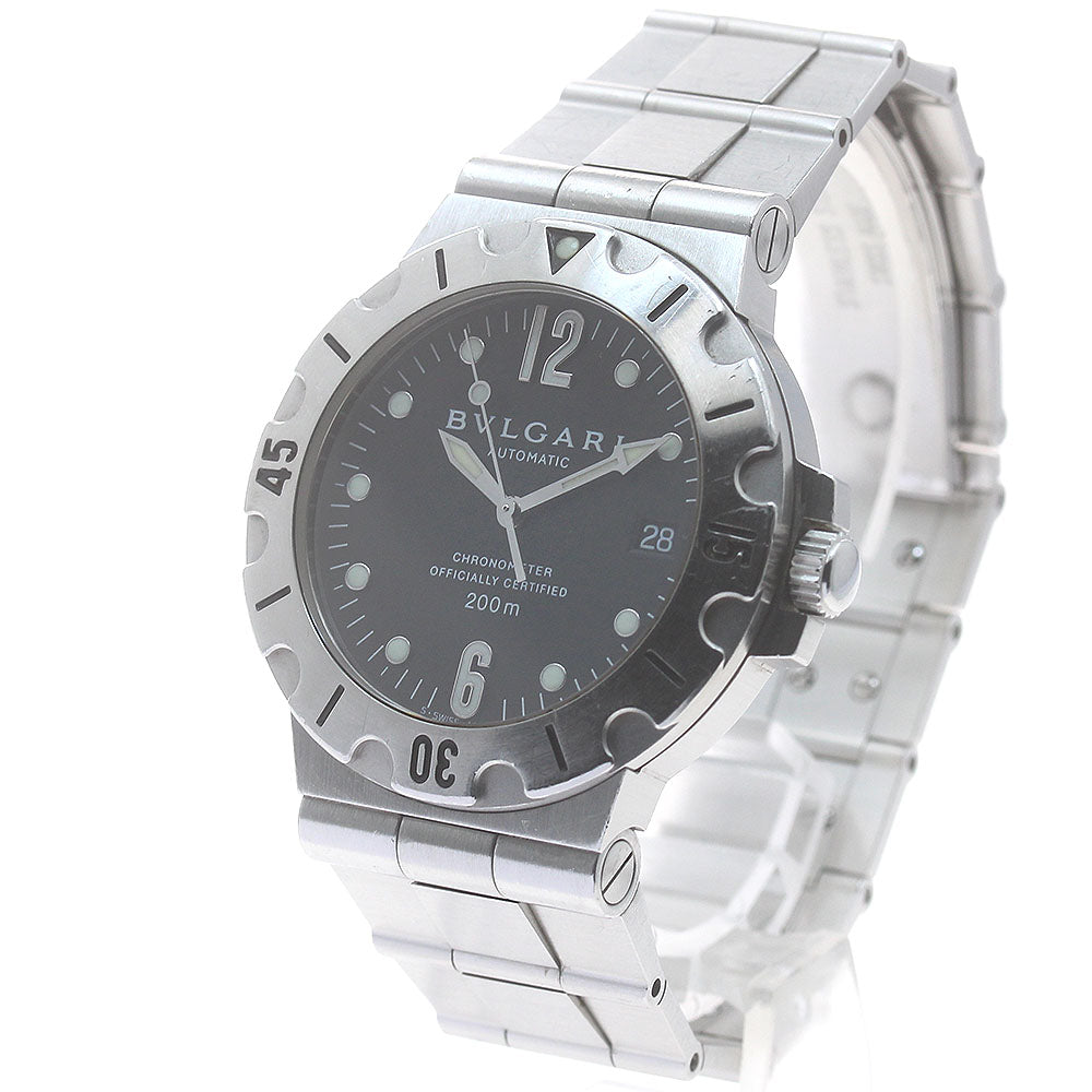 BVLGARI Diagono Scuba SD38S Date Black Dial Automatic Men's Watch_879922