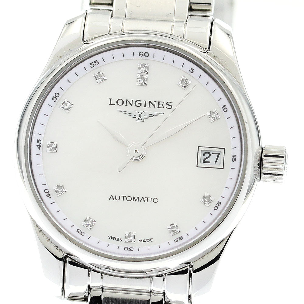LONGINES Master collection L2.128.4 12P diamond White shell Dial Automatic Ladies Watch_879963