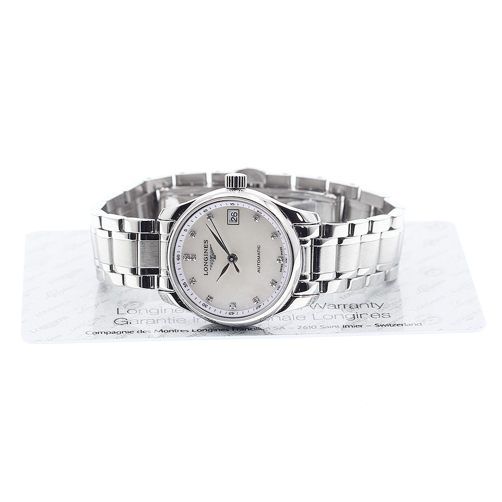 LONGINES Master collection L2.128.4 12P diamond White shell Dial Automatic Ladies Watch_879963