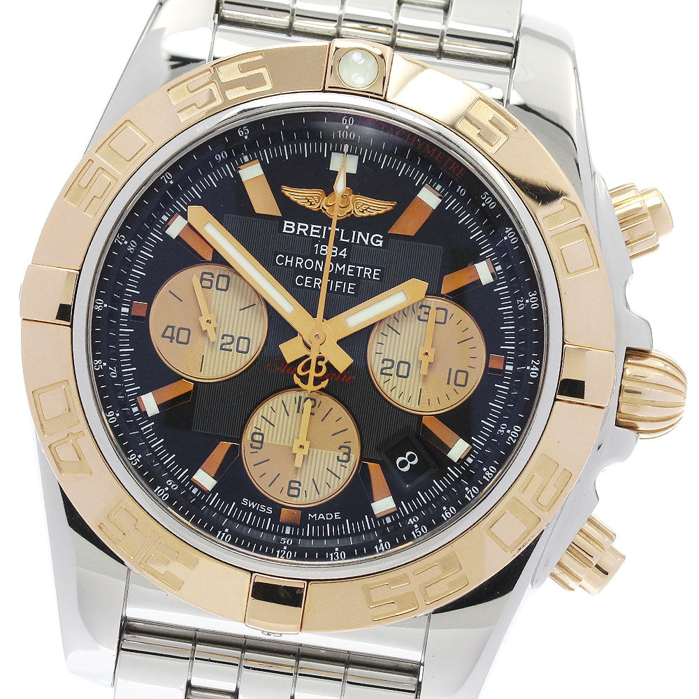 BREITLING Chronomat44 CB0110 K18PG2 tone black Dial Automatic Men's Watch_879975