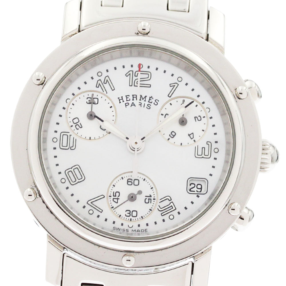 HERMES Clipper chrono CL1.310 Date White shell Dial Quartz Ladies Watch_880007