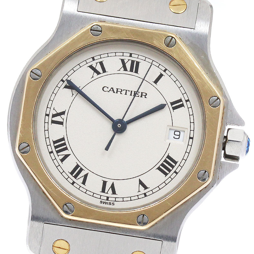 CARTIER Santos Octagon LM W2001583 YG2 tone beige Dial Quartz Men's Watch_880176