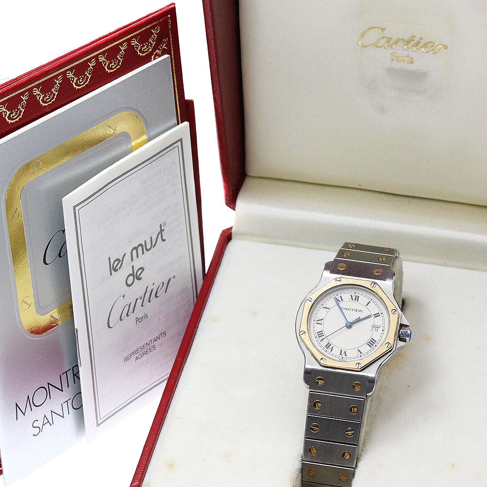 CARTIER Santos Octagon LM W2001583 YG2 tone beige Dial Quartz Men's Watch_880176