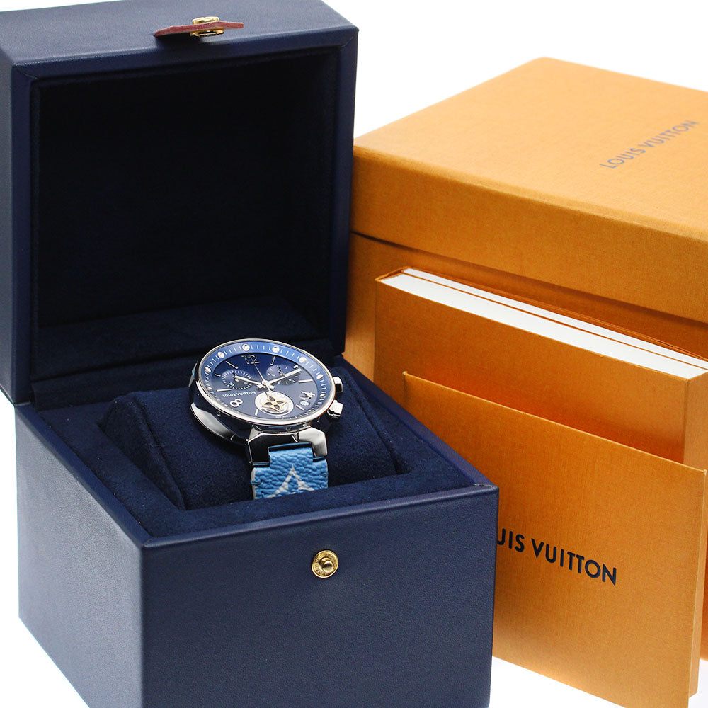 LOUIS VUITTON Tambour Moon Star QA034 Chronograph Navy Dial Quartz Men's Watch_880186