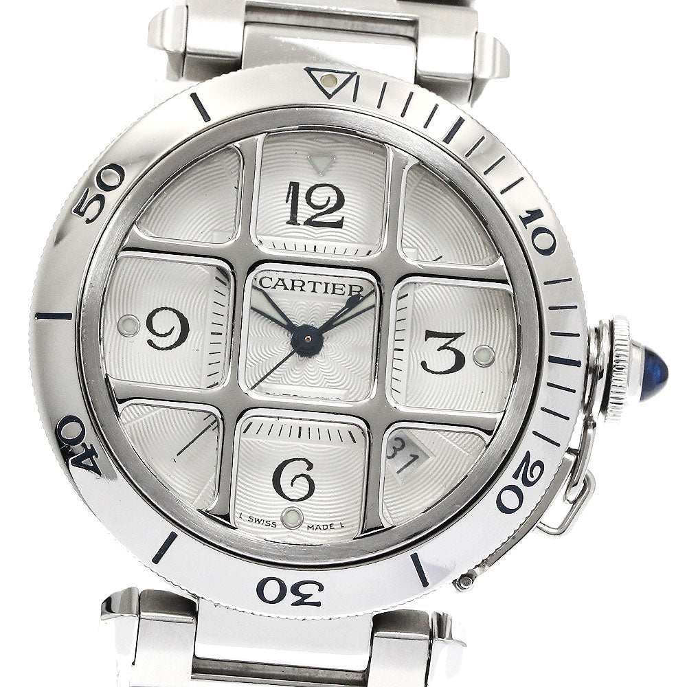 CARTIER pasha grid 38mm W31040H3 Date Silver Dial Automatic Men's Watch_880207