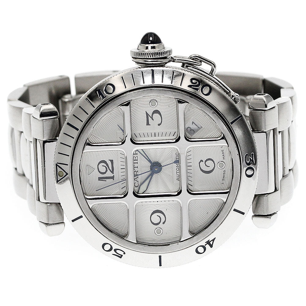 CARTIER pasha grid 38mm W31040H3 Date Silver Dial Automatic Men's Watch_880207