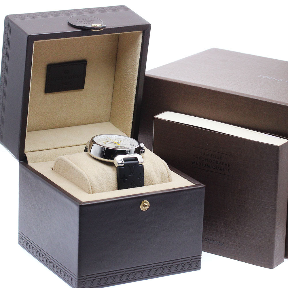 LOUIS VUITTON Tambour Q11BA Date Chronograph White shell Dial Quartz Men's Watch_880227