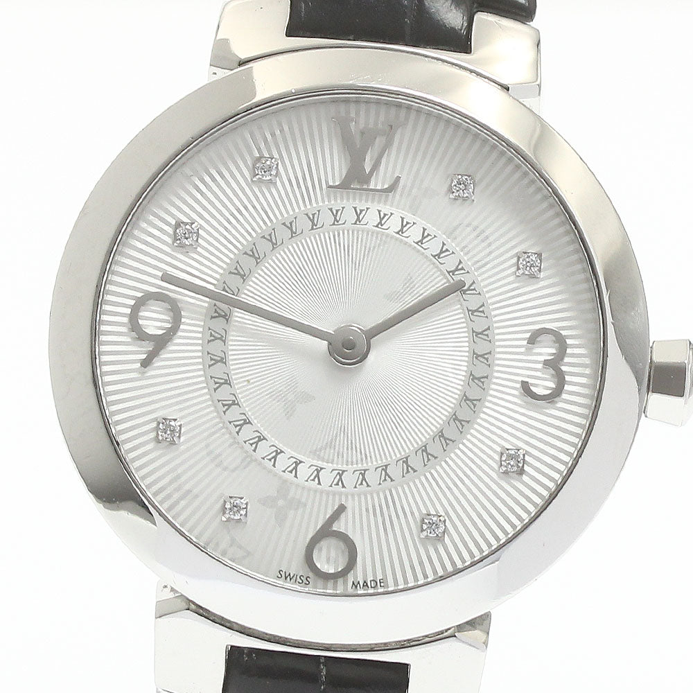 LOUIS VUITTON Tambour slim Q12MG 8P diamond Silver Dial Quartz Ladies Watch_880273