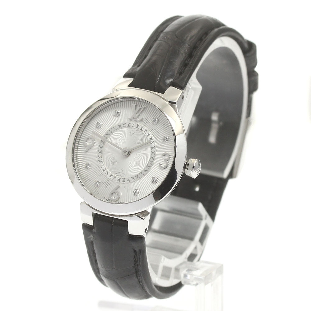 LOUIS VUITTON Tambour slim Q12MG 8P diamond Silver Dial Quartz Ladies Watch_880273