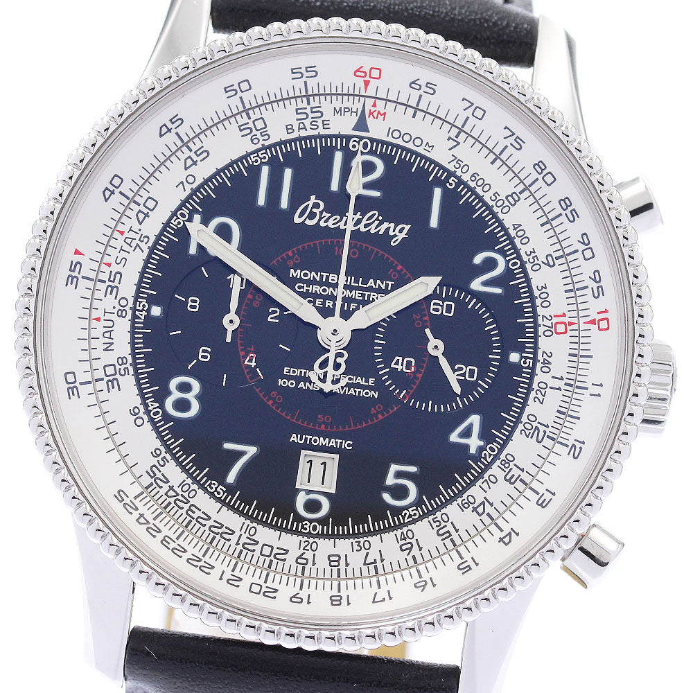 BREITLING Montbrillant 1903 A35330 Wright Brothers Flight 100th Anniversary Black / Silver Dial Automatic Men's Watch_880302