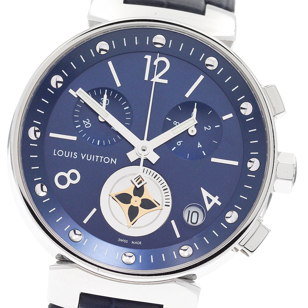 LOUIS VUITTON Tambour Moon Star QA034 Chronograph Navy Dial Quartz Men's Watch_880369