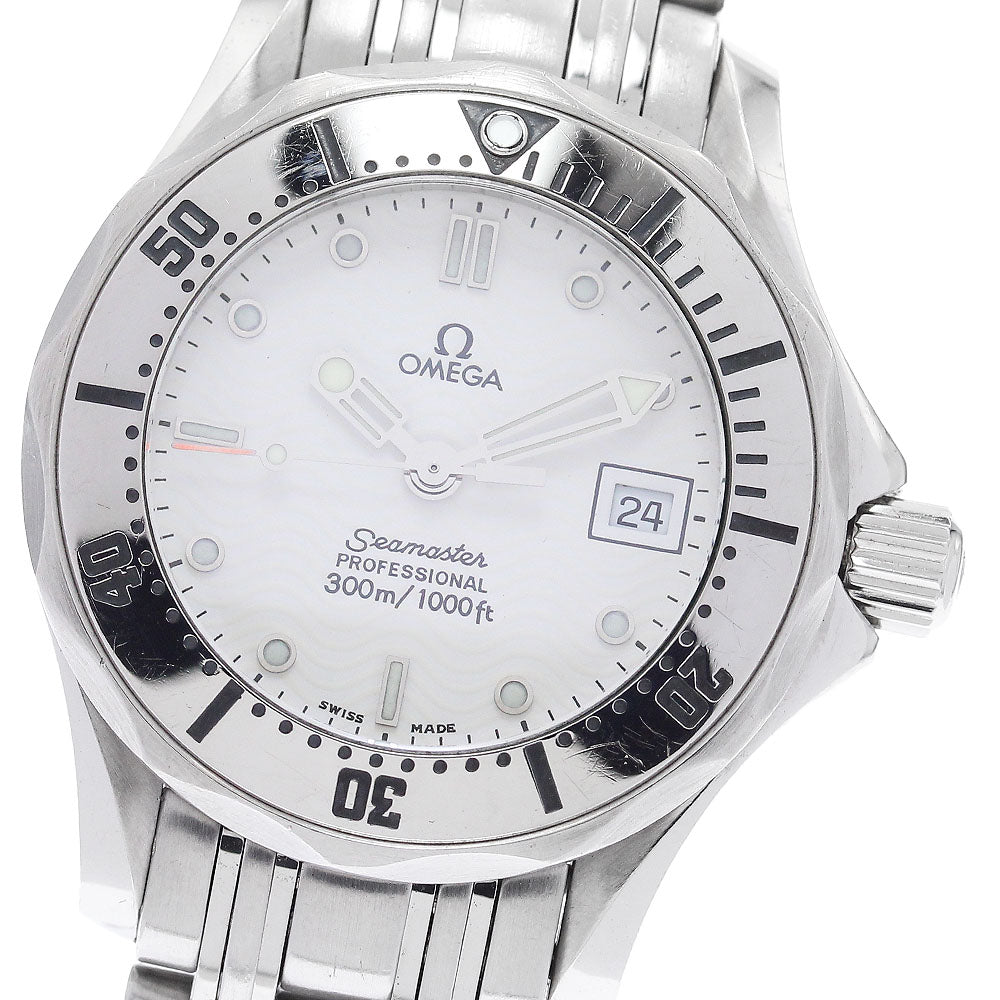 OMEGA Seamaster300 2582.20 Date White Dial Quartz Ladies Watch_880404