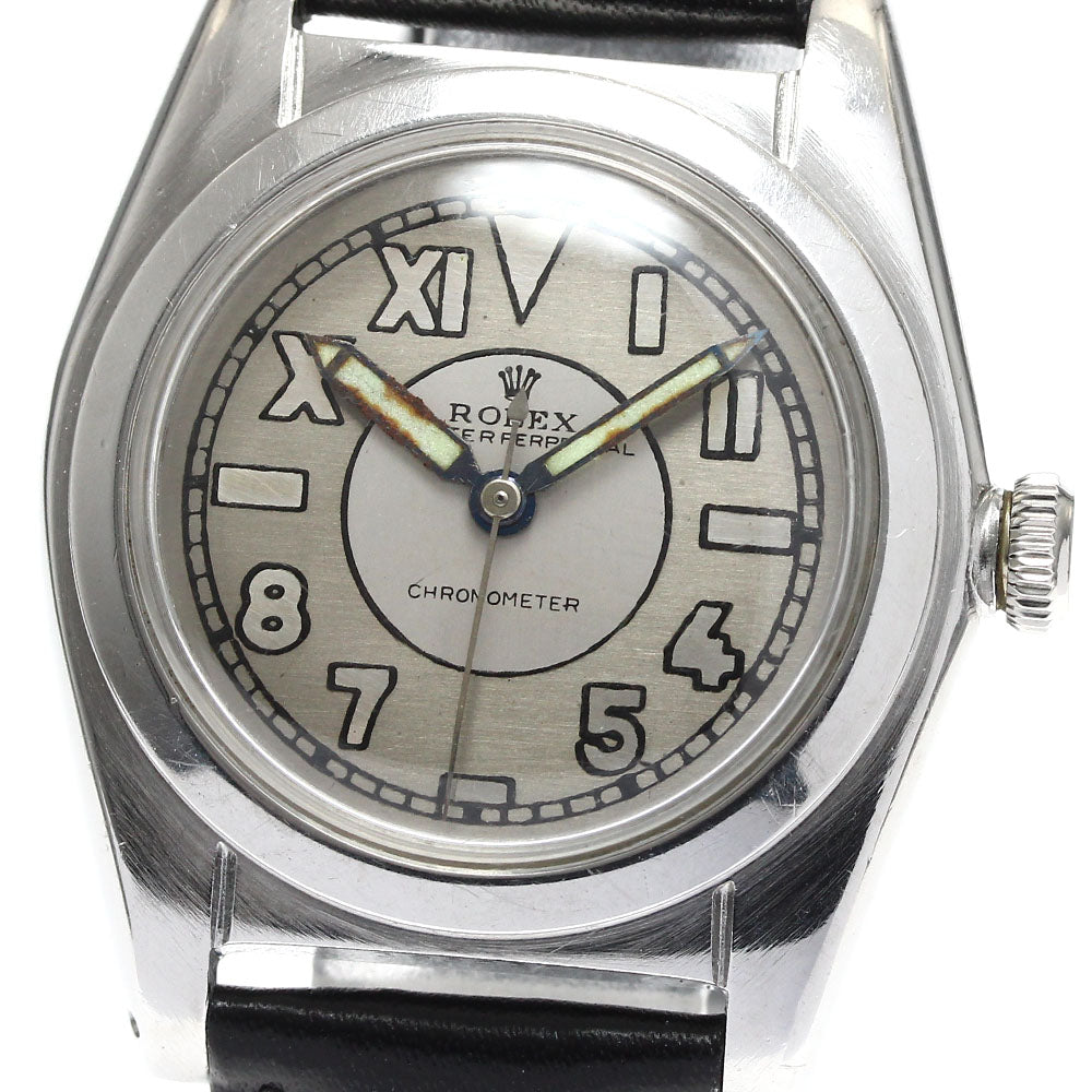 ROLEX Oyster perpetual 2940 Bubble back Silver / Gray Dial AT Boy's Watch_880417
