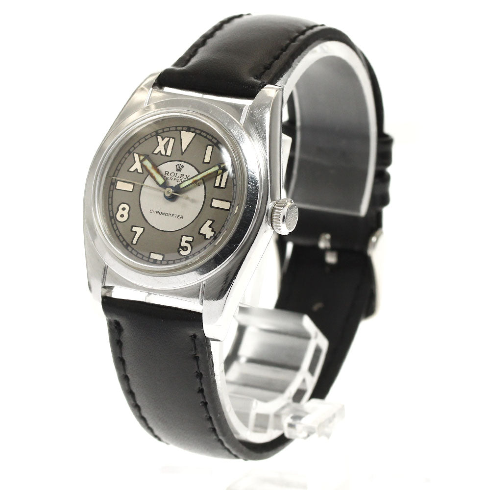 ROLEX Oyster perpetual 2940 Bubble back Silver / Gray Dial AT Boy's Watch_880417