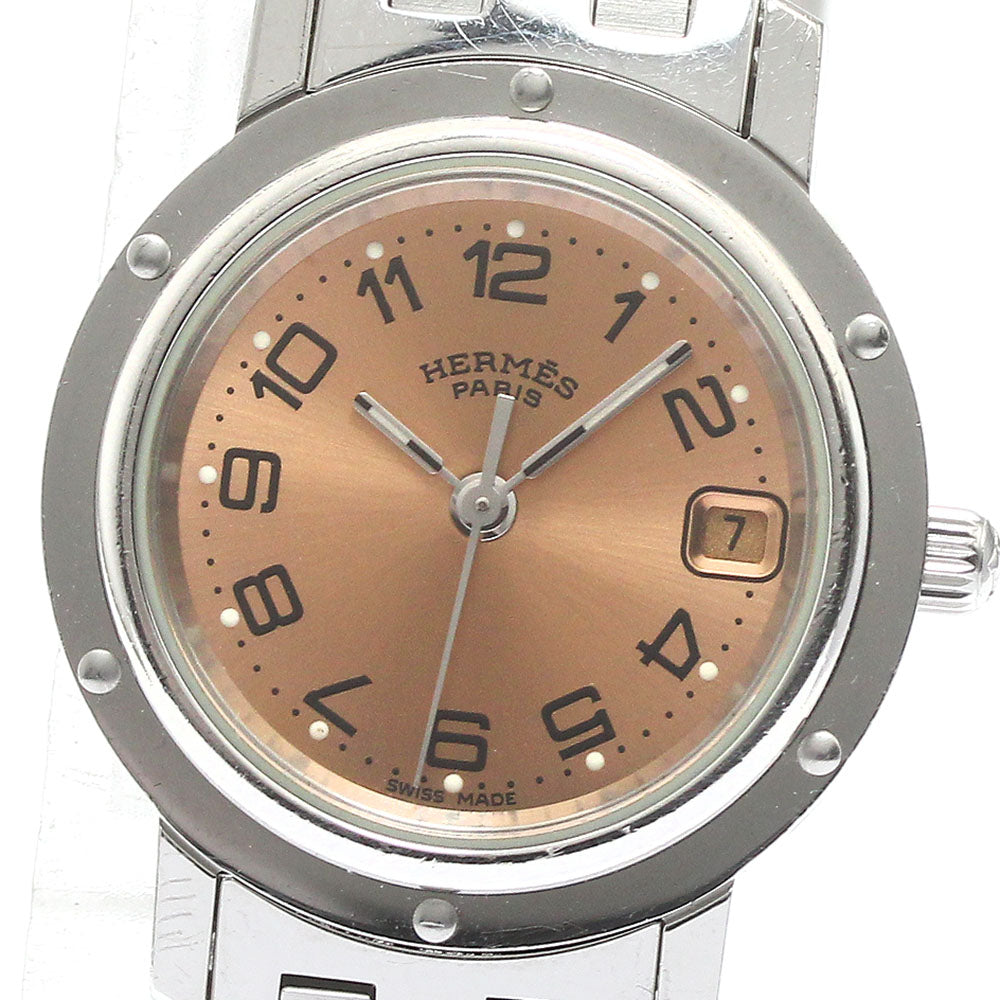 HERMES Clipper CL4.210 Date Orange Dial Quartz Ladies Watch_880432