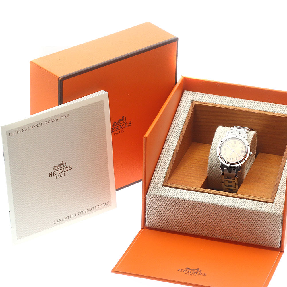 HERMES Clipper CL4.210 Date Orange Dial Quartz Ladies Watch_880432