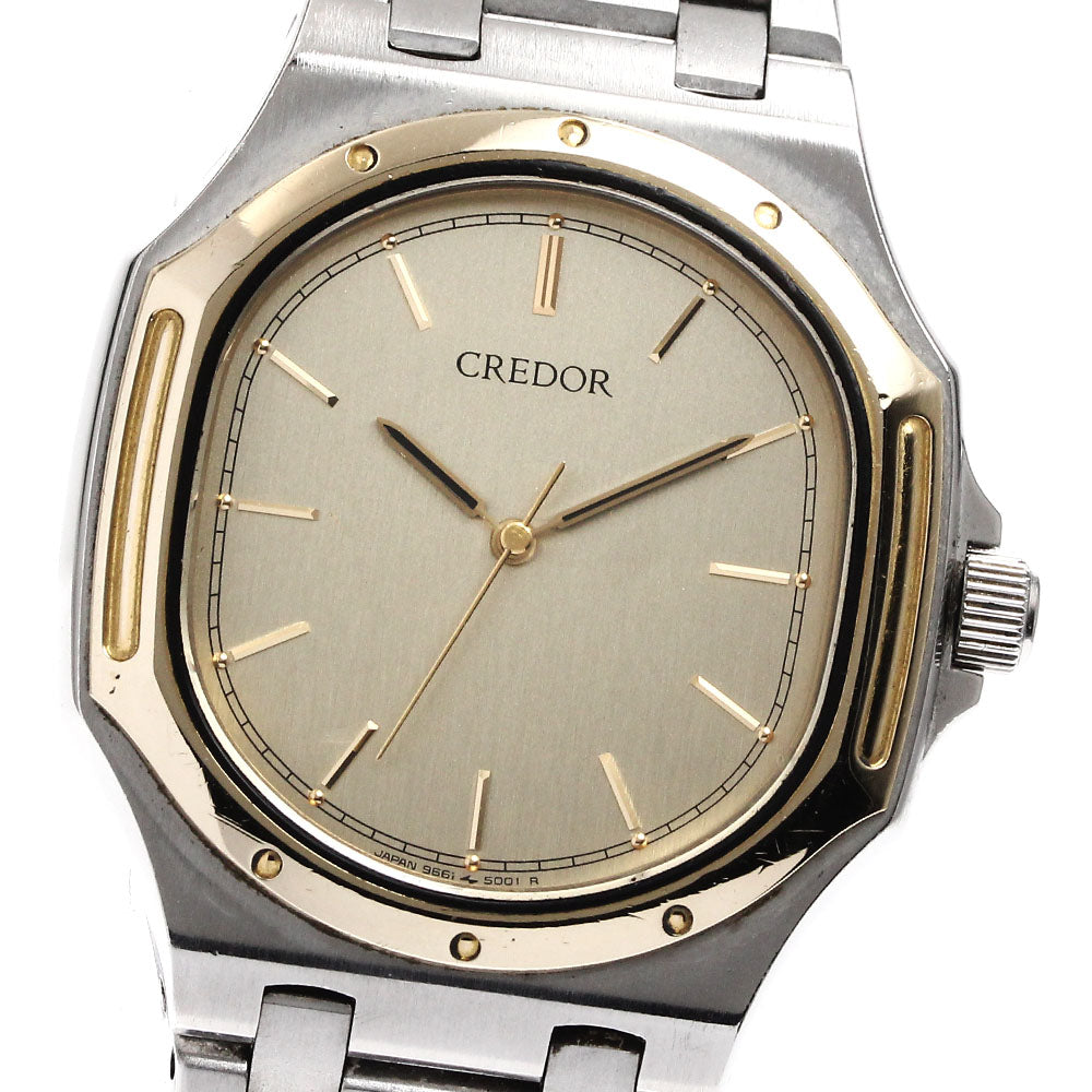 SEIKO CREDOR 9661-5000 K14YGBezel gold Dial Quartz Men's Watch_880449