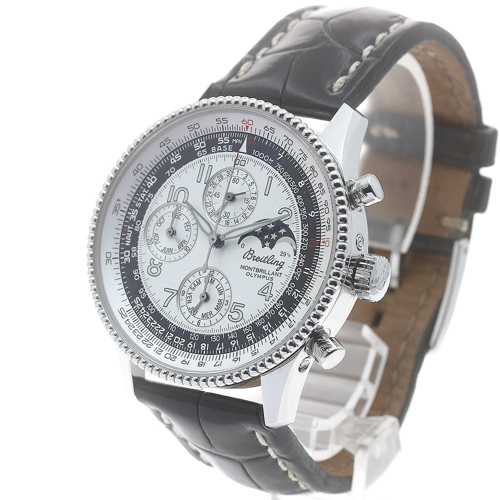BREITLING Navitimer Montbrillant Olympus A19350 Triple calendar moon phase white Dial Automatic Men's Watch_880528