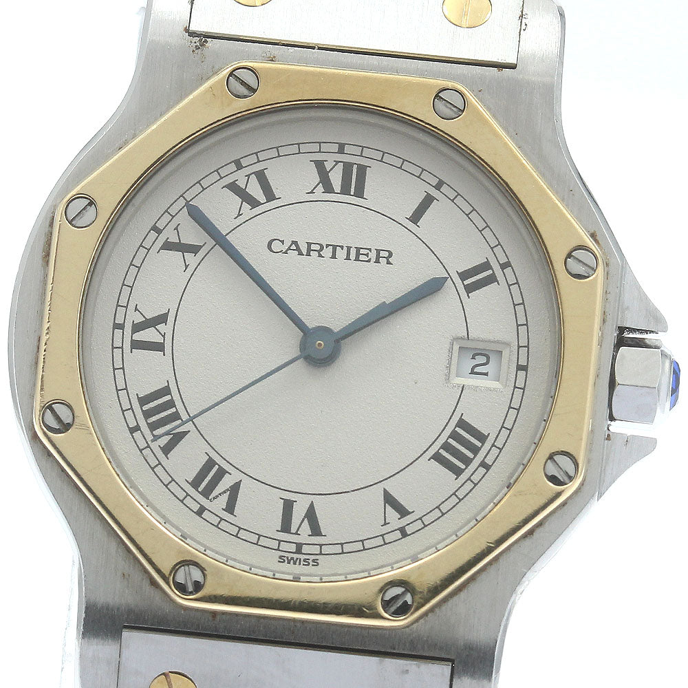CARTIER Santos Octagon LM W2001583 YG2 tone Beige Dial Quartz Men's Watch_880569