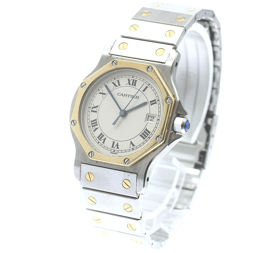CARTIER Santos Octagon LM W2001583 YG2 tone Beige Dial Quartz Men's Watch_880569
