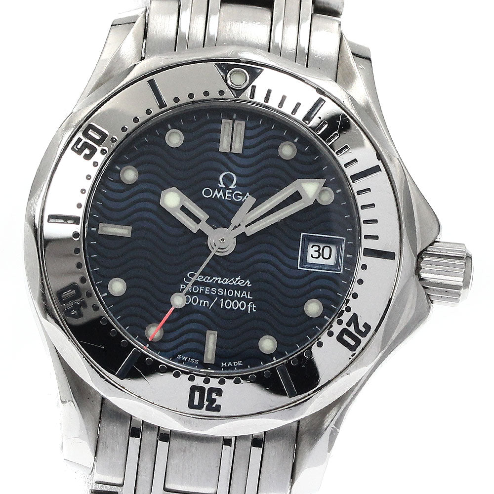 OMEGA Seamaster300 2582.80 Date Navy Dial Quartz Ladies Watch_880628