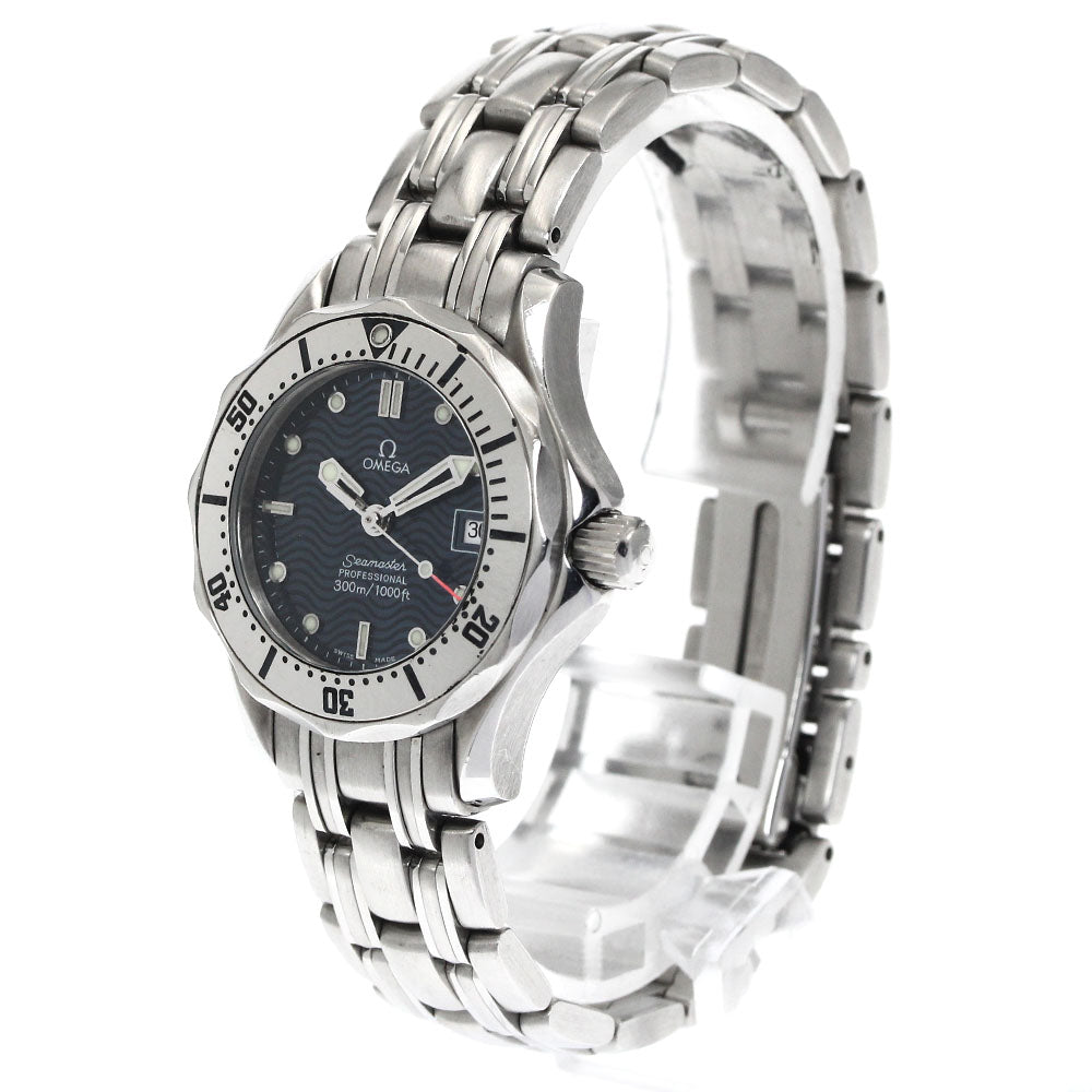OMEGA Seamaster300 2582.80 Date Navy Dial Quartz Ladies Watch_880628