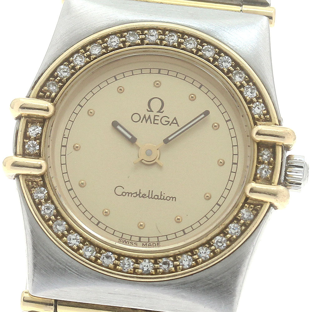 OMEGA Constellation diamond bezel full bar gold Dial Quartz Ladies Watch_880731