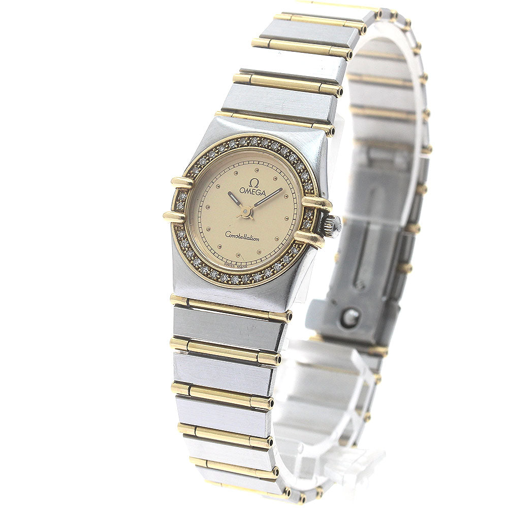 OMEGA Constellation diamond bezel full bar gold Dial Quartz Ladies Watch_880731