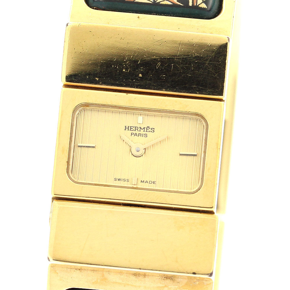 HERMES Loquet LO1.201 cloisonne gold Dial Quartz Ladies Watch_880740