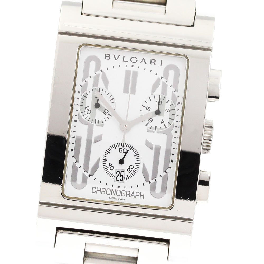 BVLGARI Rettangolo RTC49S Chronograph Date white Dial Quartz Men's Watch_880762