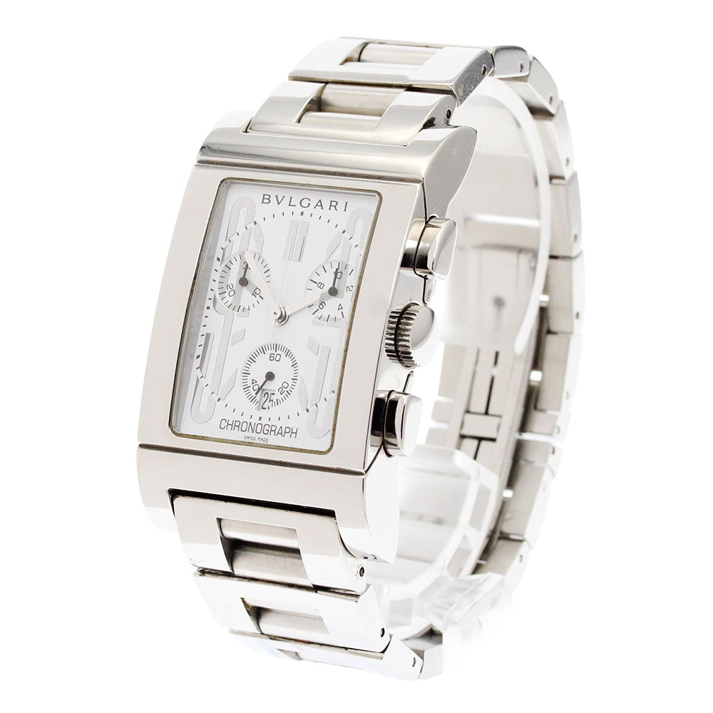 BVLGARI Rettangolo RTC49S Chronograph Date white Dial Quartz Men's Watch_880762