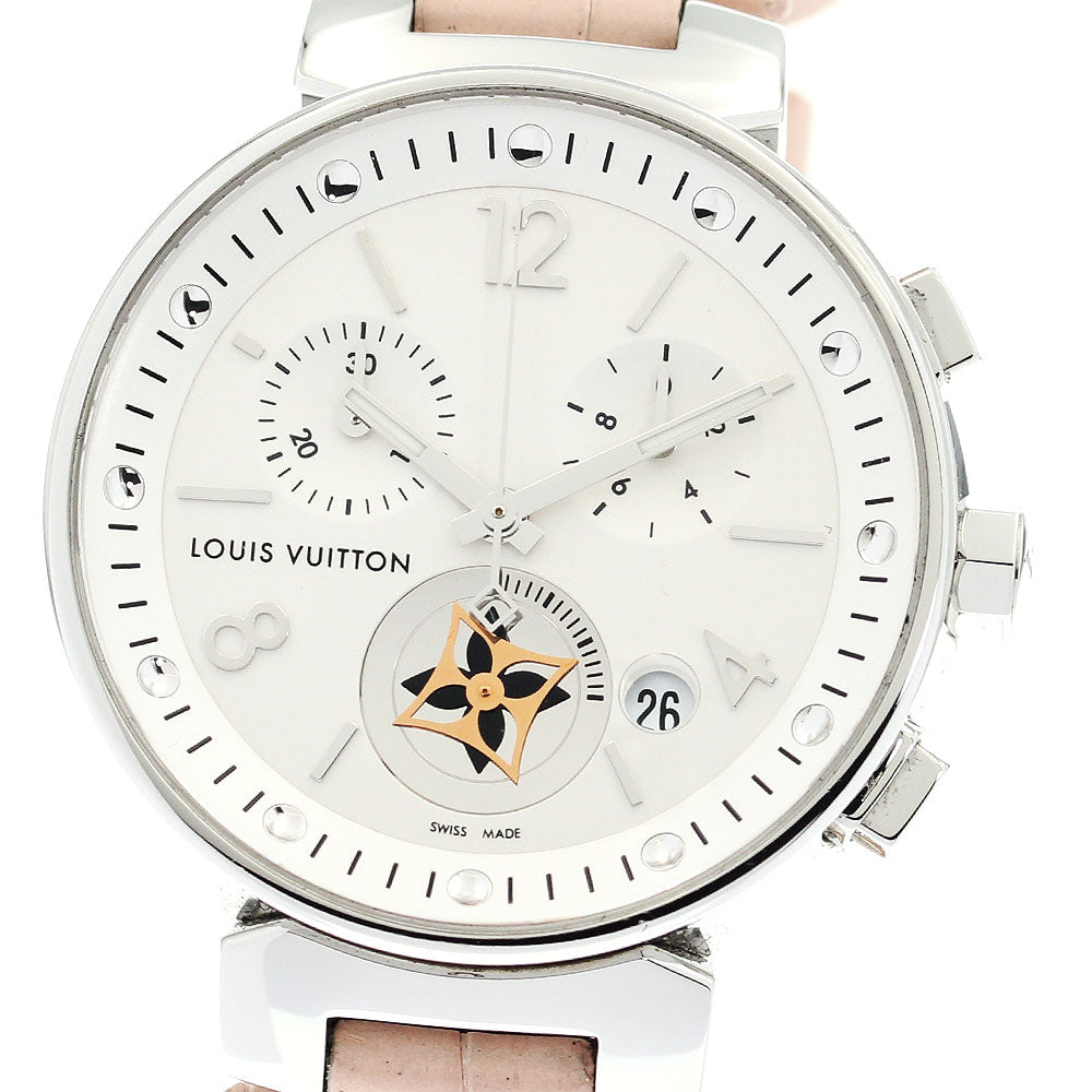 LOUIS VUITTON Tambour Moon Star Q8G00 Date Chronograph Silver Dial Quartz Ladies Watch_880797