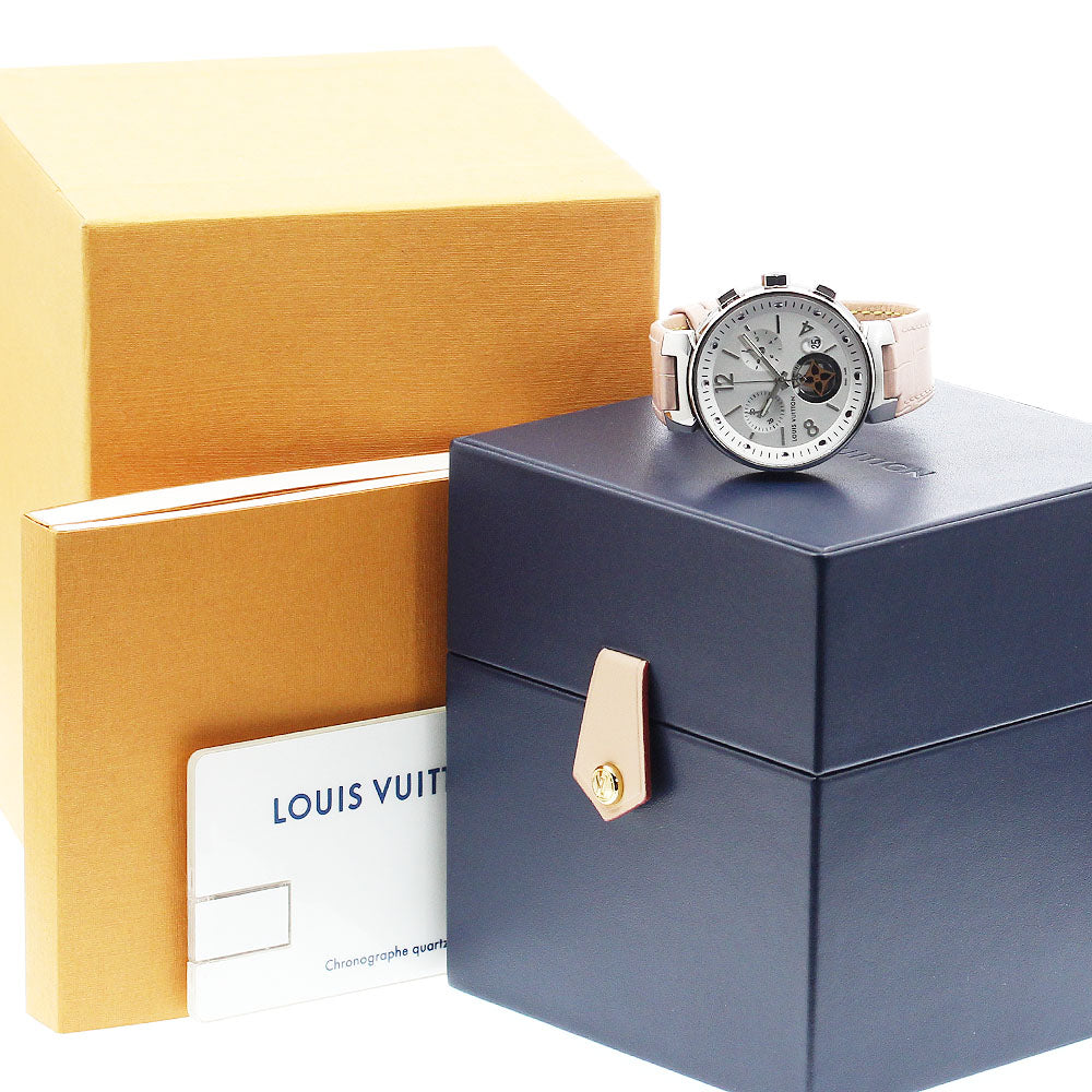 LOUIS VUITTON Tambour Moon Star Q8G00 Date Chronograph Silver Dial Quartz Ladies Watch_880797