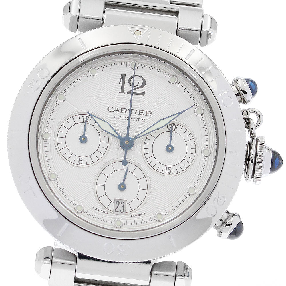 CARTIER Pasha 38mm W31030H3 Chronograph Silver Dial Automatic Men's Watch_880856