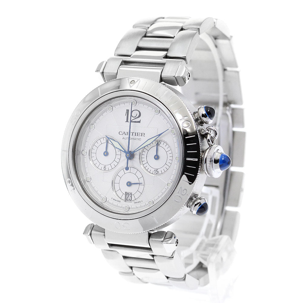 CARTIER Pasha 38mm W31030H3 Chronograph Silver Dial Automatic Men's Watch_880856