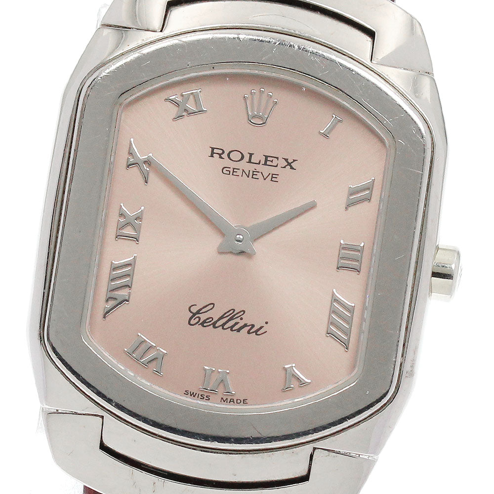 ROLEX Cellini 6631 K18WG pink Dial Quartz Ladies Watch_880857