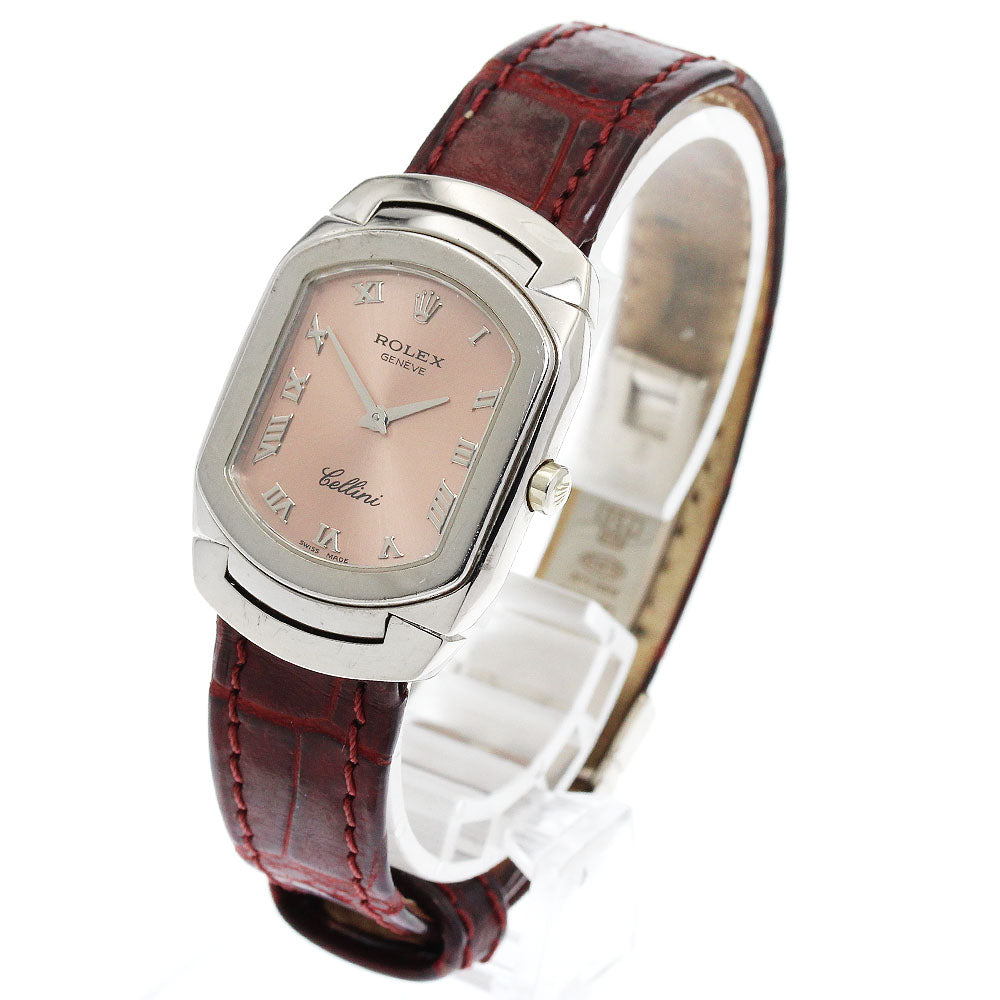 ROLEX Cellini 6631 K18WG pink Dial Quartz Ladies Watch_880857