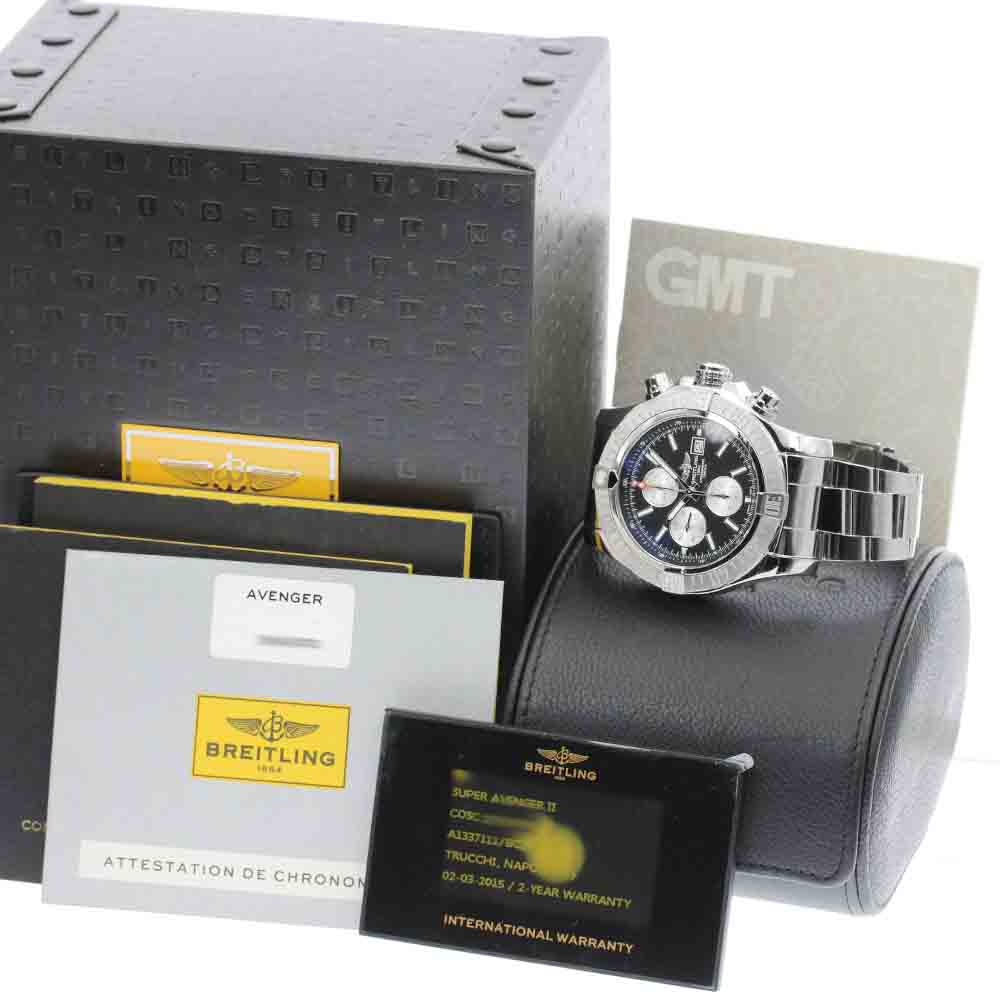 BREITLING Super Avenger II A13371 Chronograph black Dial Automatic Men's_880984