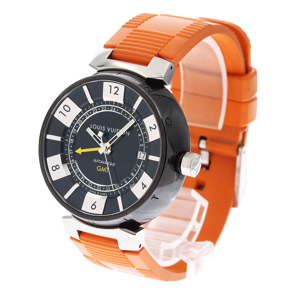 LOUIS VUITTON Tambour in Black Q113K GMT date Automatic Men's Watch_881011