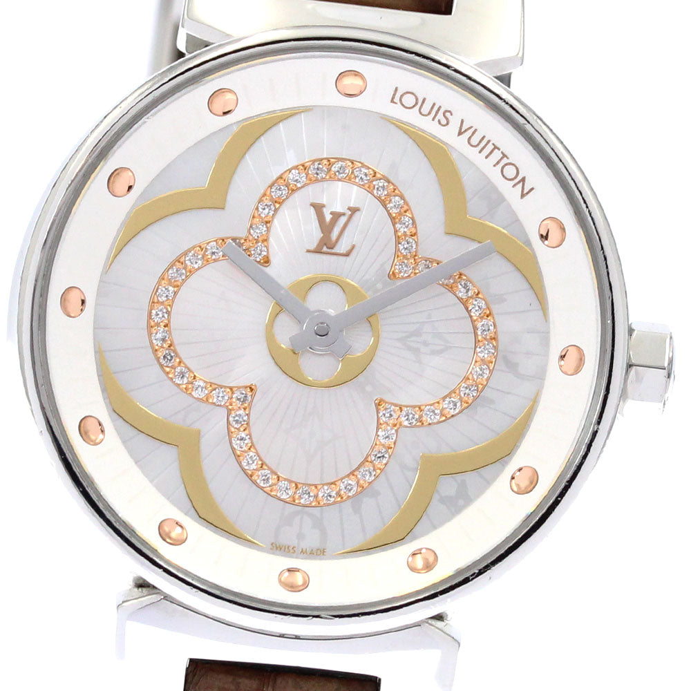 LOUIS VUITTON Tambour Moon Divine PM QA017 diamond White shell Dial Quartz Ladies Watch_881344