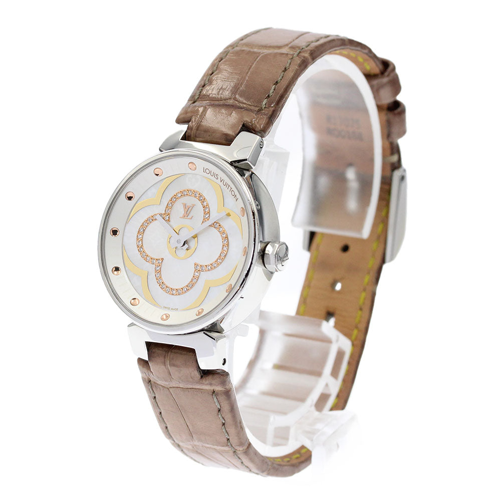 LOUIS VUITTON Tambour Moon Divine PM QA017 diamond White shell Dial Quartz Ladies Watch_881344