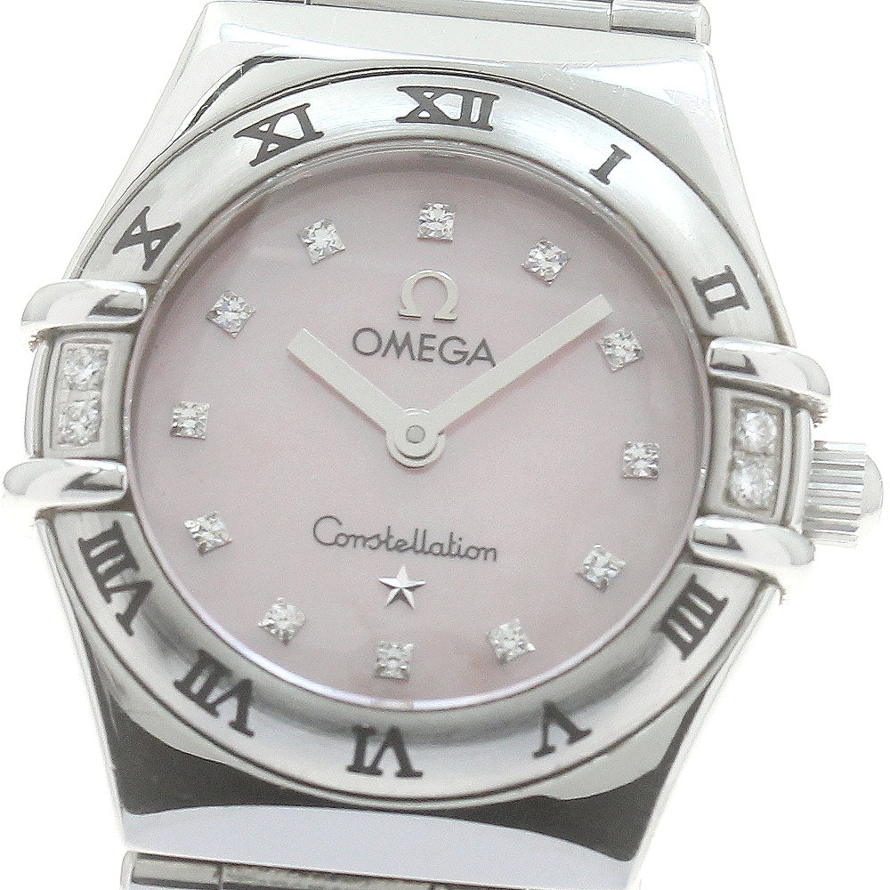 OMEGA Constellation Mini My Choice 1566.66 Side diamond 12P Pink shell Dial Quartz Ladies Watch_881354