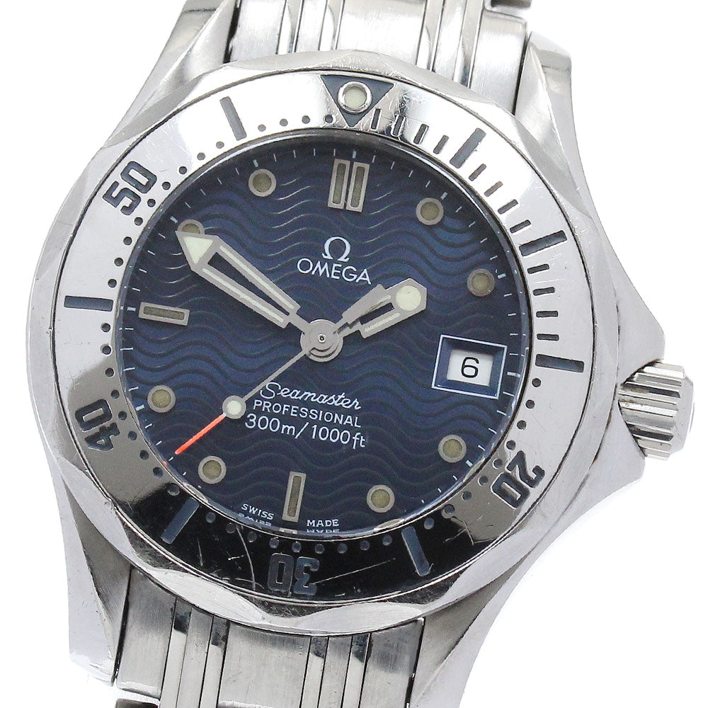 OMEGA Seamaster300 2582.80 Date Navy Dial Quartz Ladies Watch_881420