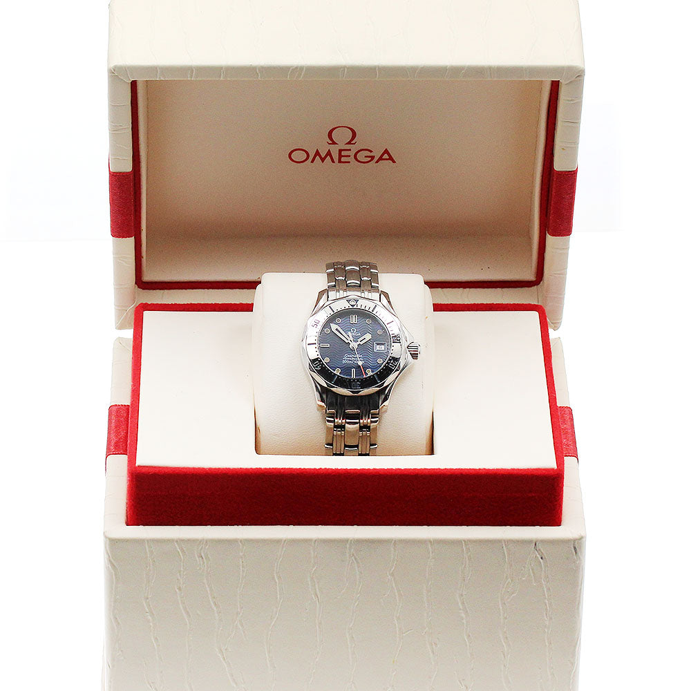 OMEGA Seamaster300 2582.80 Date Navy Dial Quartz Ladies Watch_881420