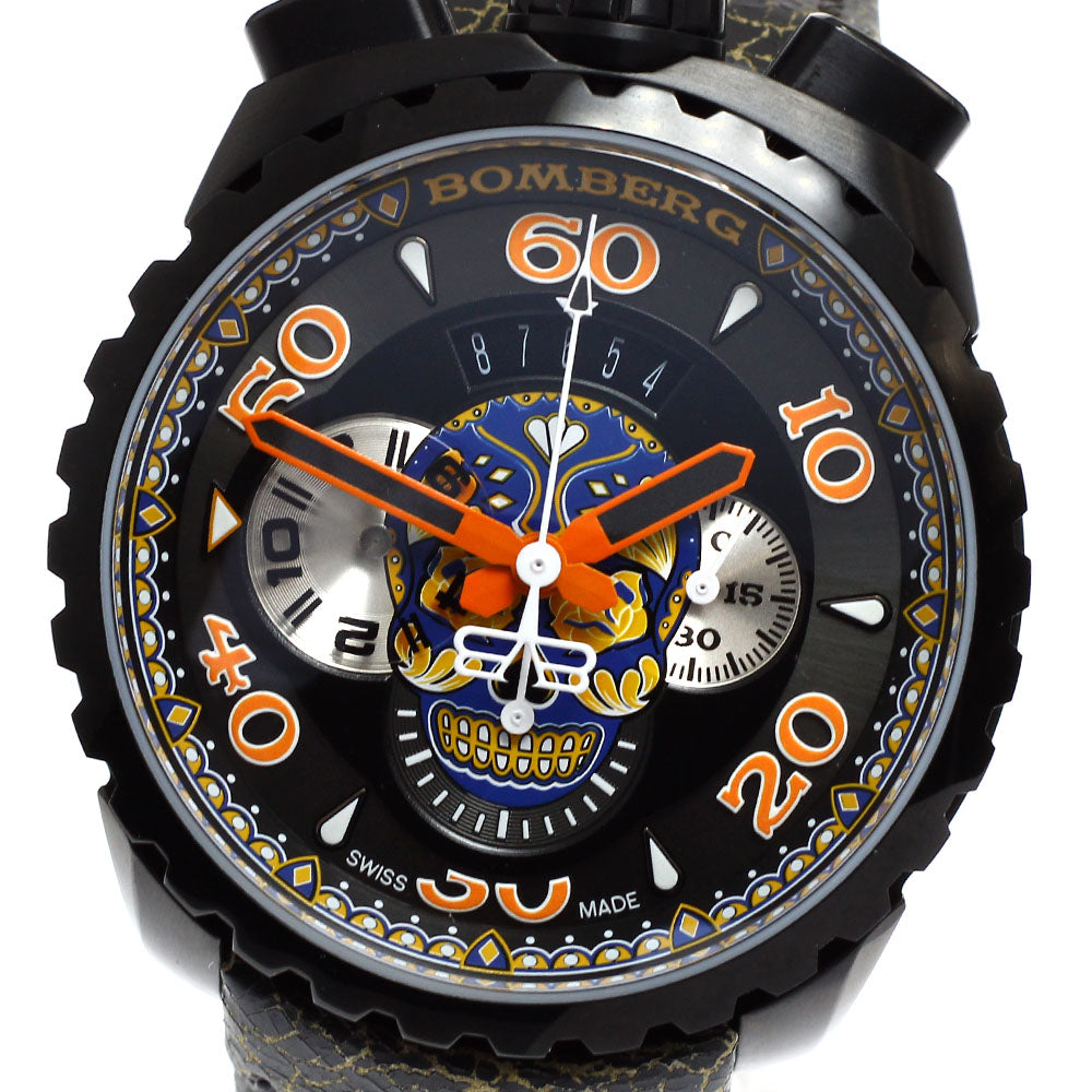 BOMBERG BOLT-68 Blue Skull BS45CHPBA.051.3 Chronograph Date Quartz Men's _881515