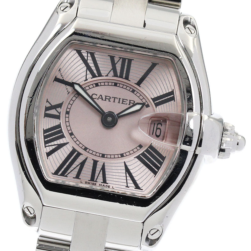 CARTIER Roadster SM W62017V3 Date Pink Dial Quartz Ladies Watch_881598